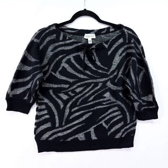St John Sport Wool Blend Sweater Top Size Small Zebra Animal Print - Picture 6 of 11